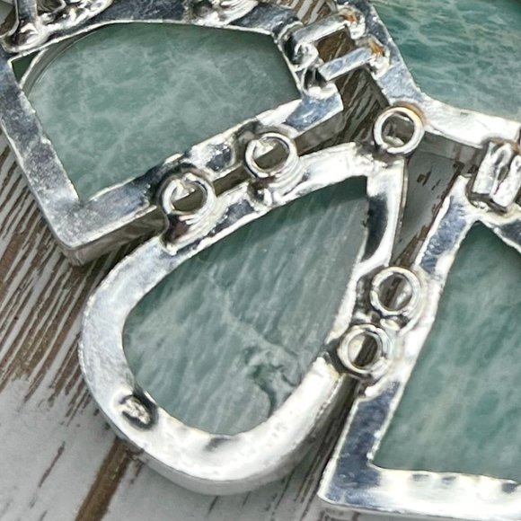 Awesome Amazonite Opalite Statement Necklace Handmade Large Gemstone 925 Silver - Picture 10 of 16
